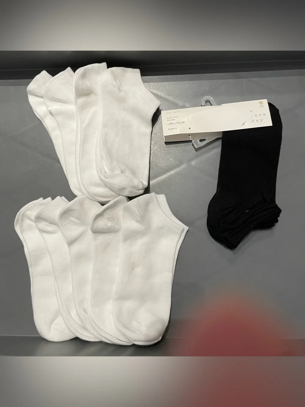 A New Day Women's 12pk Low Cut Socks Black/White 4-10 Shoe Size New
